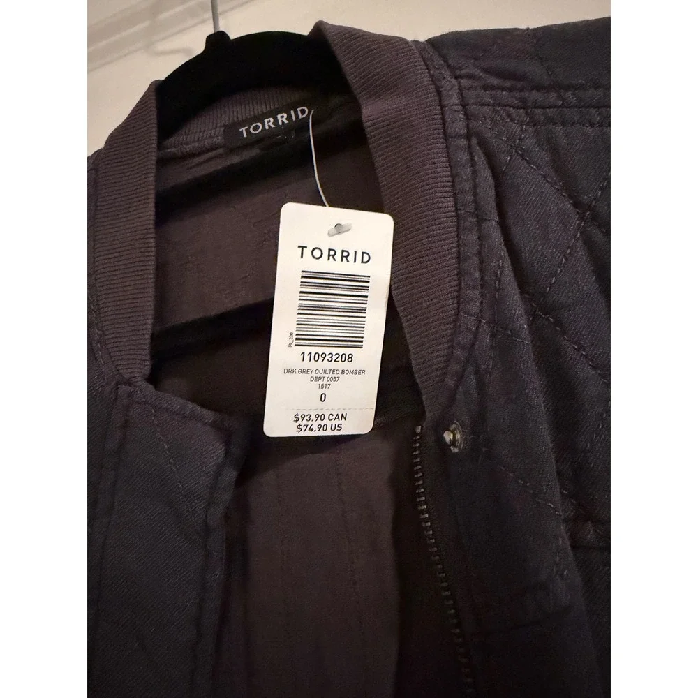 Torrid‎ Dark Grey Quilted Bomber Jacket Size 0